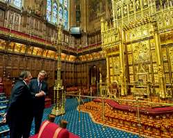 The House of Lords is filled with numerous beautif The House of Lords is filled with numerous beautiful and luxurious interior. It is said that the construction cost of this place went over budget by m